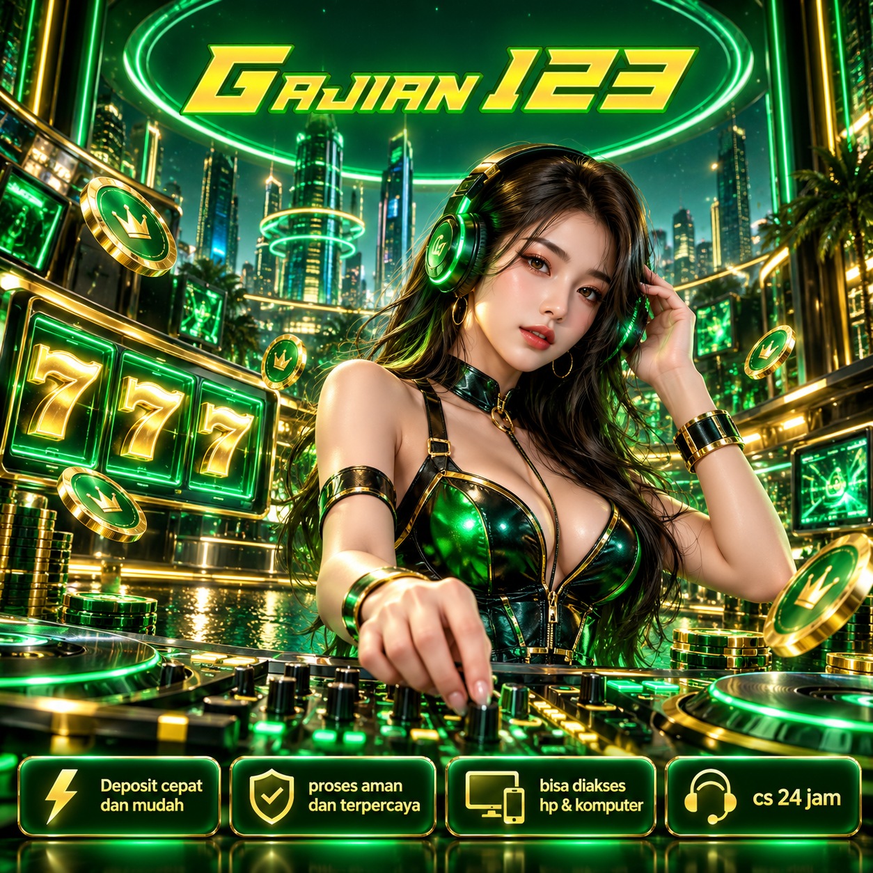 Banner GAJIAN123 TOP bertema hiburan digital